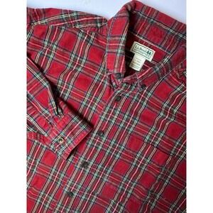 Y2K LL Bean Red/Blue/Plaid Flannel Long Sleeve Shirt Mens Size L Outdoor